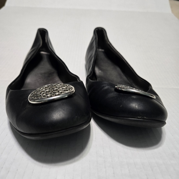 Coach Black Leather Ballet Flats Coach Monogram sz 11 - Picture 9 of 11
